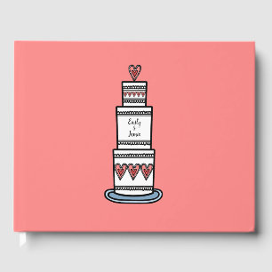 Personlig Bröllop Cake Illustration Bröllop Gästböcker