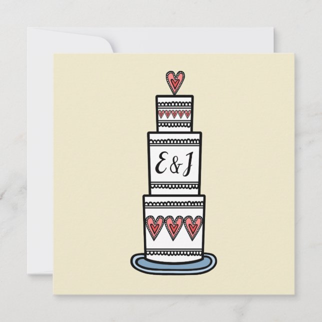 Personlig Bröllop Cake Illustration Bröllop Inbjudningar (Framsida)