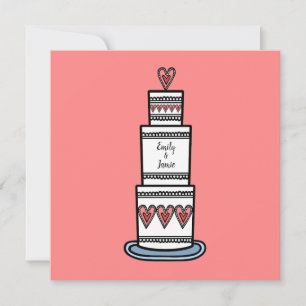Personlig Bröllop Cake Illustration Bröllop Inbjudningar