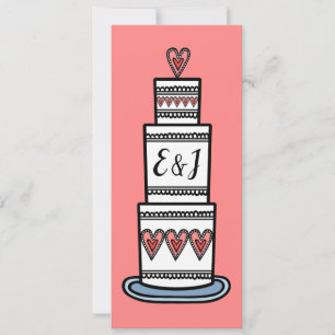 Personlig Bröllop Cake Illustration Bröllop Inbjudningar