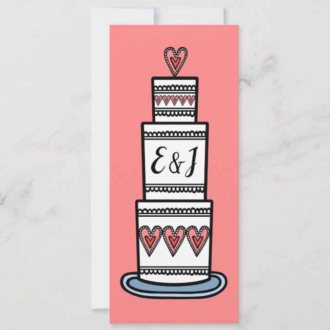 Personlig Bröllop Cake Illustration Bröllop Inbjudningar (Framsida)
