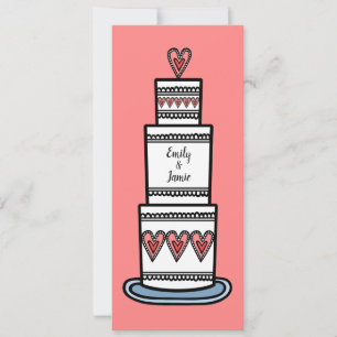 Personlig Bröllop Cake Illustration Bröllop Inbjudningar
