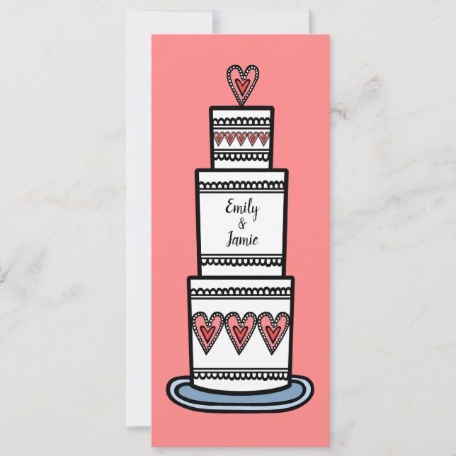 Personlig Bröllop Cake Illustration Bröllop Inbjudningar (Framsida)