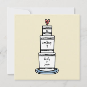 Personlig Bröllop Cake Illustration Bröllop Inbjudningar