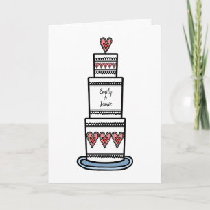 Personlig Bröllop Cake Illustration Bröllop Kort