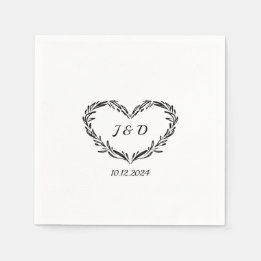 Personlig Bröllop Couple's Initialer Monogram Pappersservett