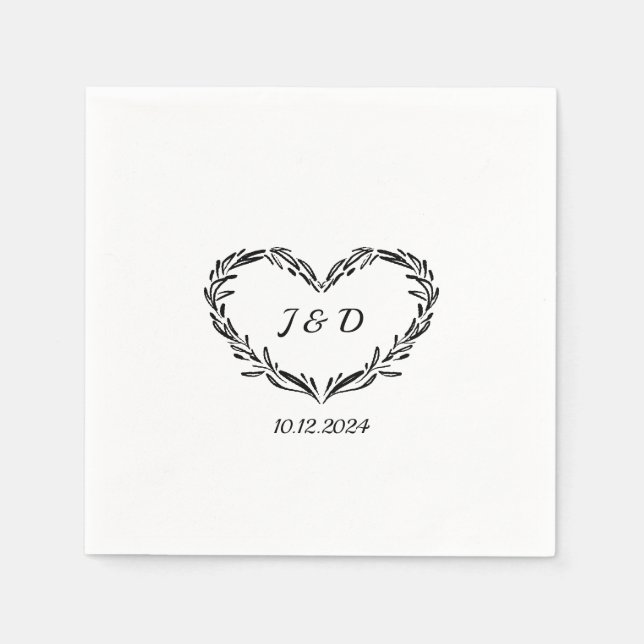 Personlig Bröllop Couple's Initialer Monogram Pappersservett (Framsidan)