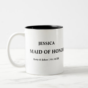 Personlig Bröllop Datum och Namn Maid of honor Två-Tonad Mugg