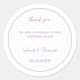 Personlig Bröllop enkel Lila Runt Klistermärke
