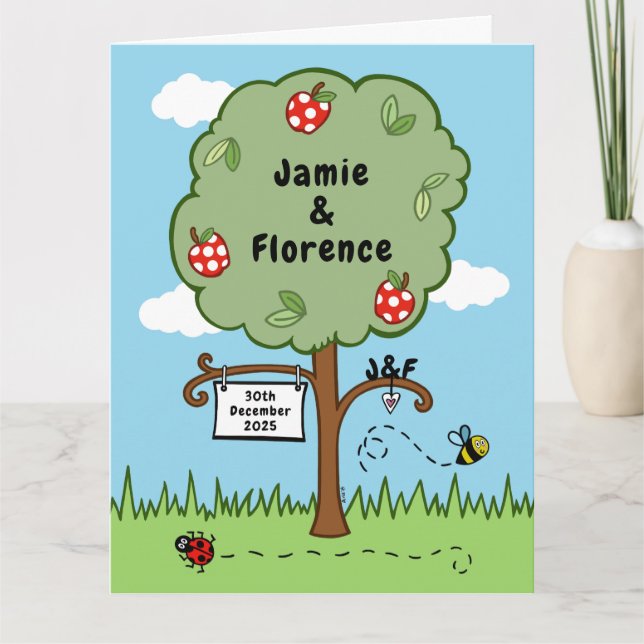 Personlig Bröllop Firande Träd Kort (Framsida)