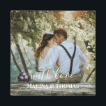 Personlig Bröllop-foto med modern kalligrafi Magnet<br><div class="desc">Designen har vit rektangulär ram på undersidan och moderna kalligraftexter som kan anpassas efter dina önskemål. Byt ut bild i mitten mot ditt eget bröllop-foto. Det kommer att göra en underbar anpassningsbar av bröllopsgåvor åt dina gäster eller för din egen skull.</div>