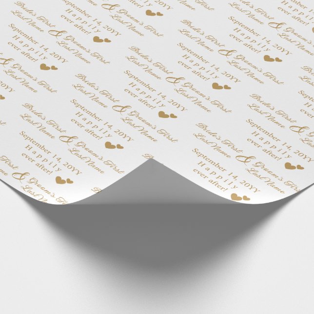 Personlig Bröllop Golden Hearts Bride & Groom Presentpapper (Hörn)