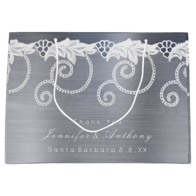 Personlig Bröllop Grått Graphite White Snöre (Framsidan)