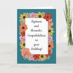 Personlig Bröllop Grattis Card Teal Kort