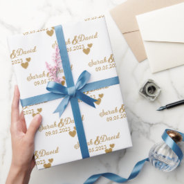 Personlig Bröllop Guld Hearts Presentpapper