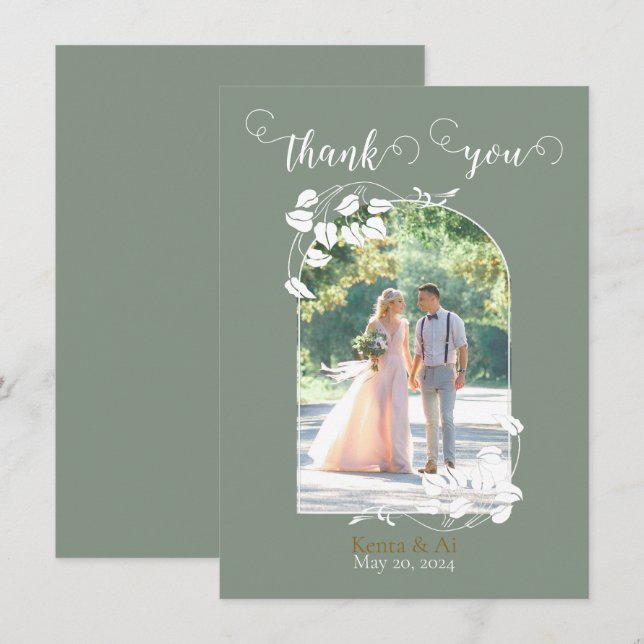 Personlig Bröllop - kort för stort tack (Fram/baksida)