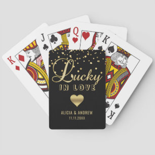 Personlig Bröllop LUCKY I Guld Black Casinokort