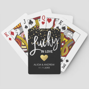 Personlig Bröllop LUCKY I KÄRLEK Guld Black Casinokort