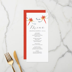 Personlig Bröllop Menu Cards Red Dragonfly Meny