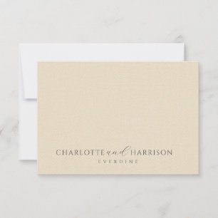 Personlig Bröllop Monogram Cream Faux Linen Anteckningskort