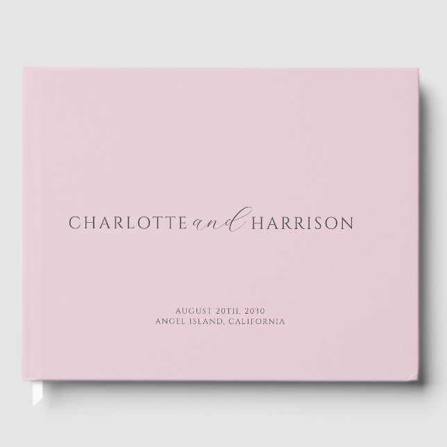 Personlig Bröllop Monogram Rosa Gästböcker (Framsida)