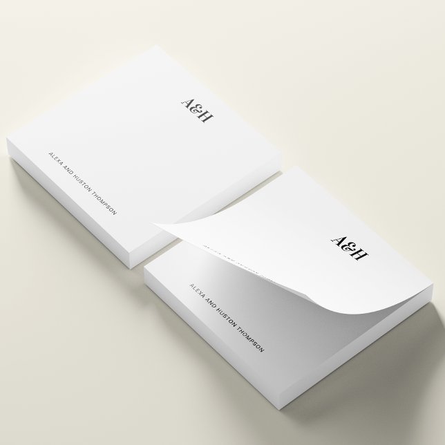 Personlig Bröllop Monogram Stationery-Elegant Post-it Block (Skapare uppladdad)