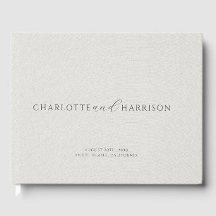 Personlig Bröllop Monogram White Faux Linen Gästböcker