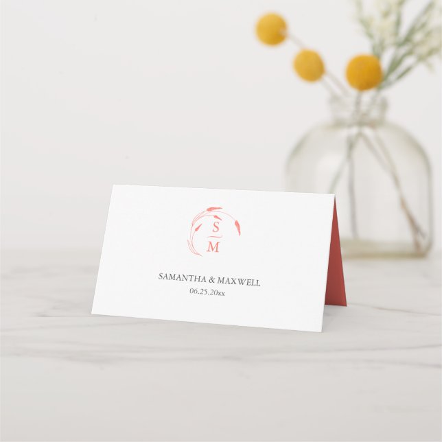 Personlig Bröllop Monogramme-platskort Placeringskort (Baksida)