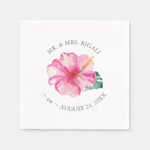 Personlig Bröllop Napkins Rosa Blommigtar Pappersservett