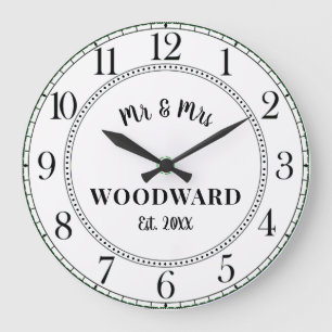 Personlig Bröllop Newlyweds Large Clock Stor Klocka
