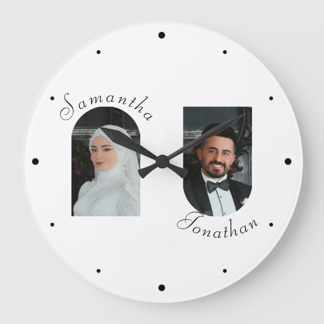 Personlig Bröllop, par fotomägelspärr Stor Klocka (Framsida)