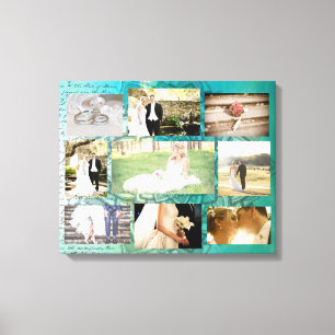 Personlig Bröllop Photo Collage Wall Art Canvastryck