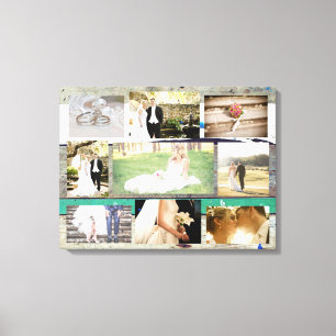 Personlig Bröllop Photo Collage Wall Art Canvastryck