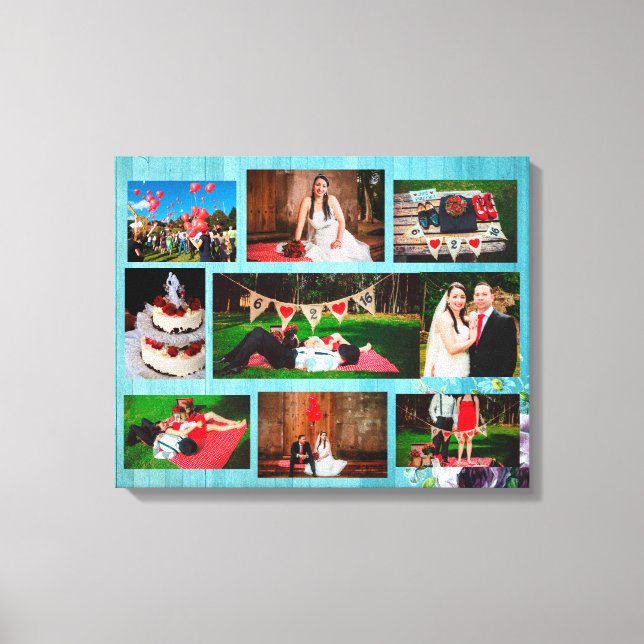 Personlig Bröllop Photo Collage Wall Art Canvastryck (Framsida)