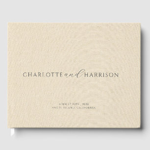 Personlig Bröllop Photo Cream Faux Linen Gästböcker