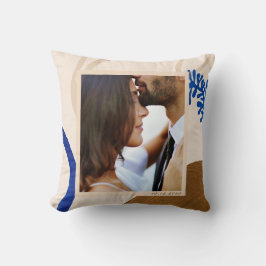 Personlig Bröllop Photo Modern Earthy Blue Kudde