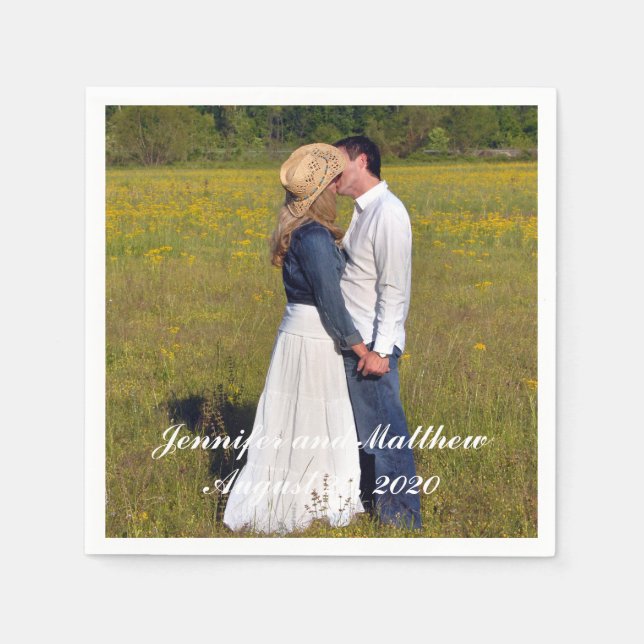 Personlig Bröllop Photo Papper Napkins Pappersservett (Framsidan)