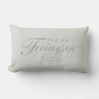 Personlig Bröllop Pillow Grått Lumbarkudde