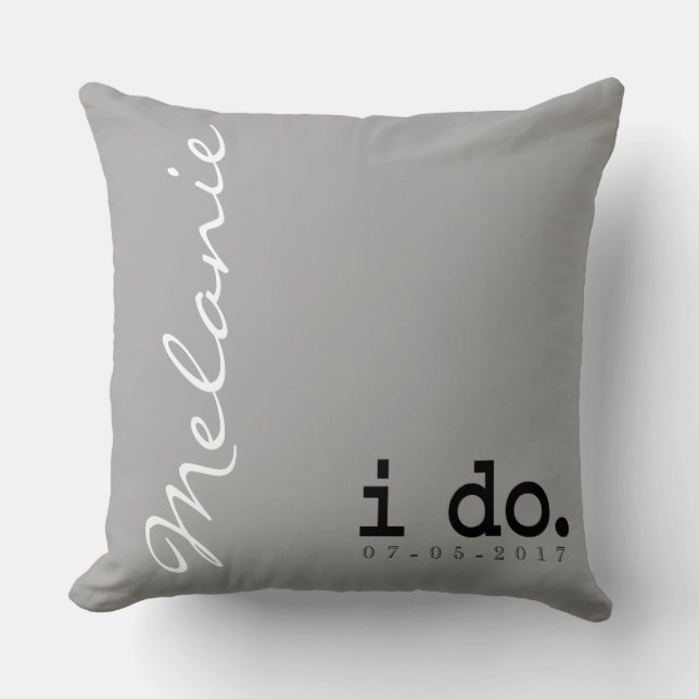 Personlig Bröllop Pillow. Jag också. Kudde (Framsida)