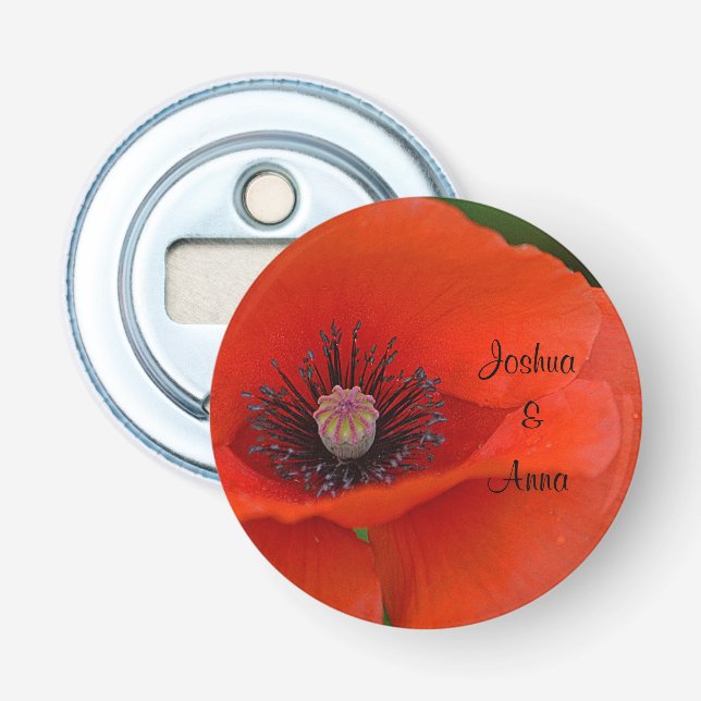 Personlig Bröllop Poppy Flasköppnare (Framsidan)