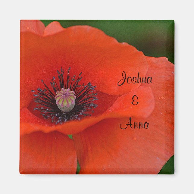 Personlig Bröllop Poppy Magnet (Framsidan)