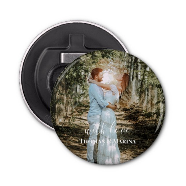 Personlig Bröllop Porträtt Modern calligrafi Flasköppnare (Framsidan)