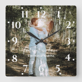 Personlig Bröllop Porträtt Modern calligrafi Fyrkantig Klocka