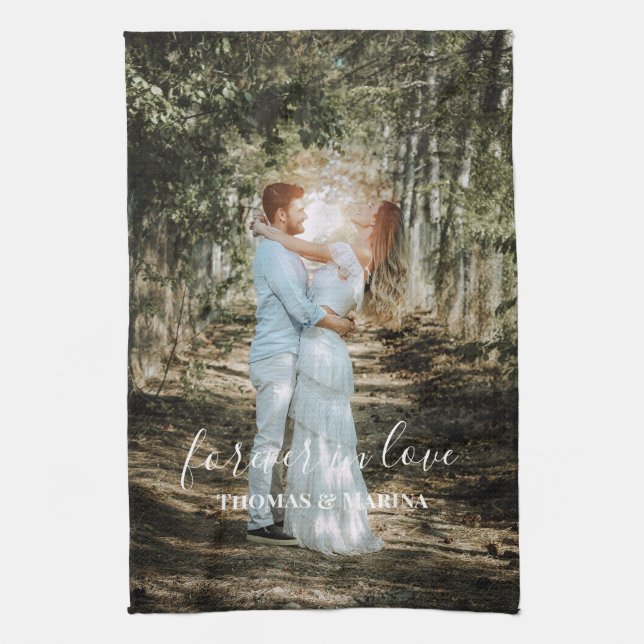 Personlig Bröllop Porträtt Modern calligrafi Kökshandduk (Vertikal)