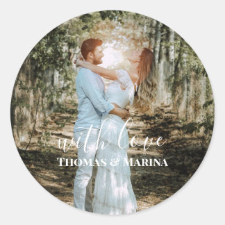 Personlig Bröllop Porträtt Modern calligrafi Runt Klistermärke