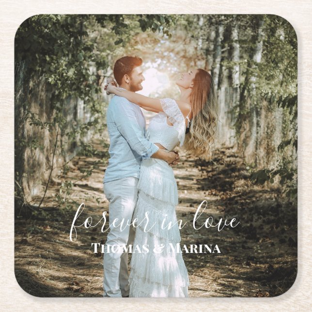 Personlig Bröllop Porträtt Modern calligrafi Underlägg Papper Kvadrat (Framsidan)