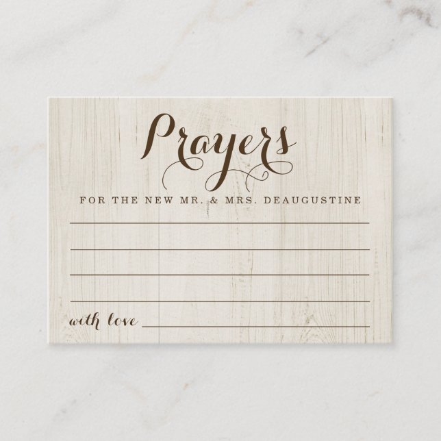Personlig Bröllop Prayer Card - Rustic Wood (Framsida)