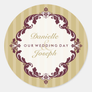 PERSONLIG BRÖLLOP SEAL: Fourish deluxe 3 Runt Klistermärke