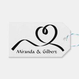 Personlig Bröllop Svarta och vita hjärtat Kärlek Presentetikett