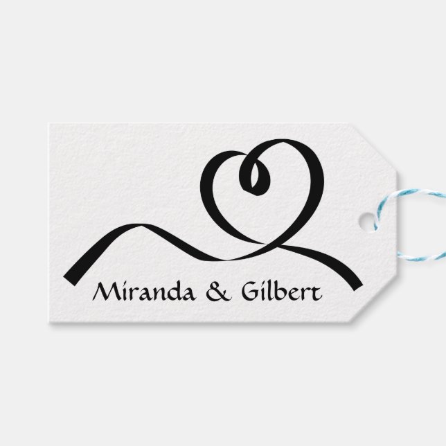 Personlig Bröllop Svarta och vita hjärtat Kärlek Presentetikett (Framsidan (Horisontell))